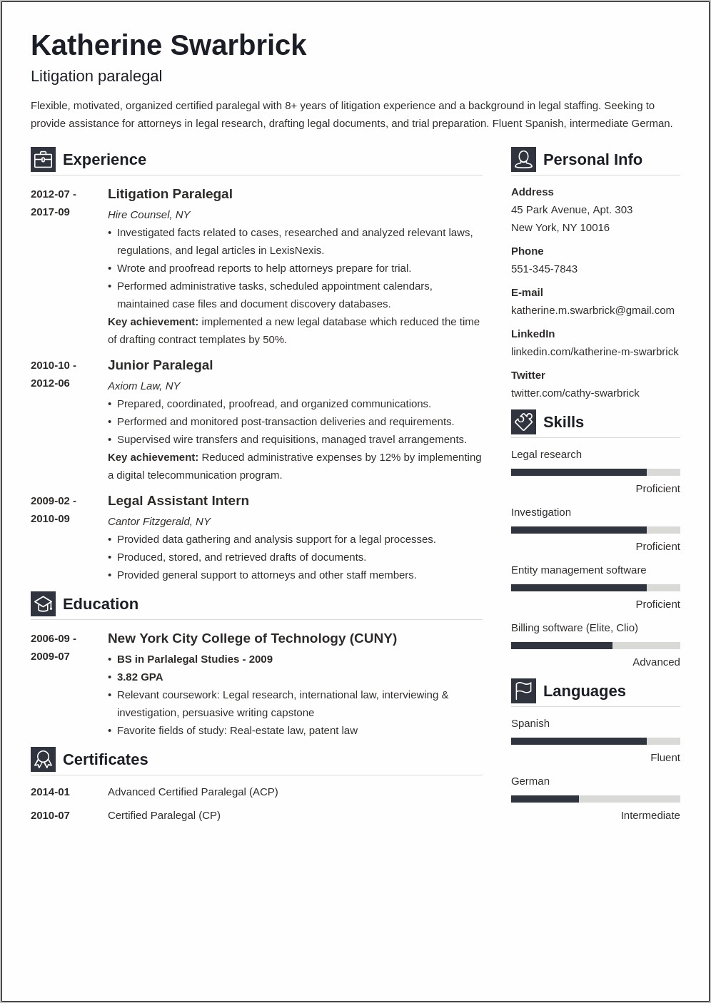 Intellectual Property Paralegal Resume Examples