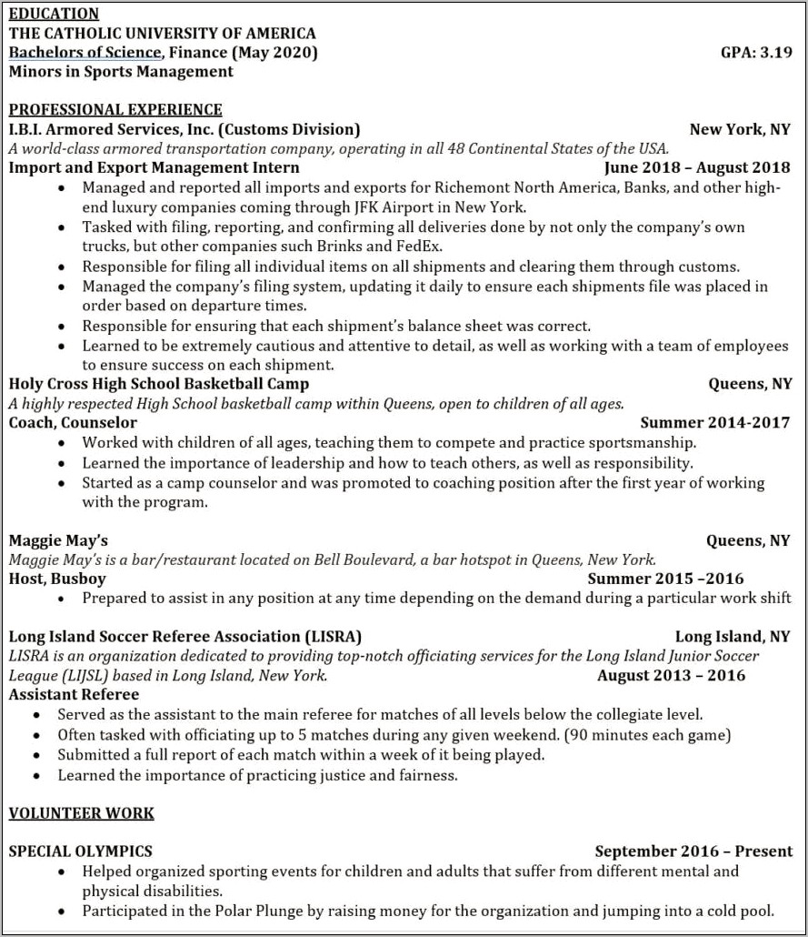 Investment Banking Managing Director Resume