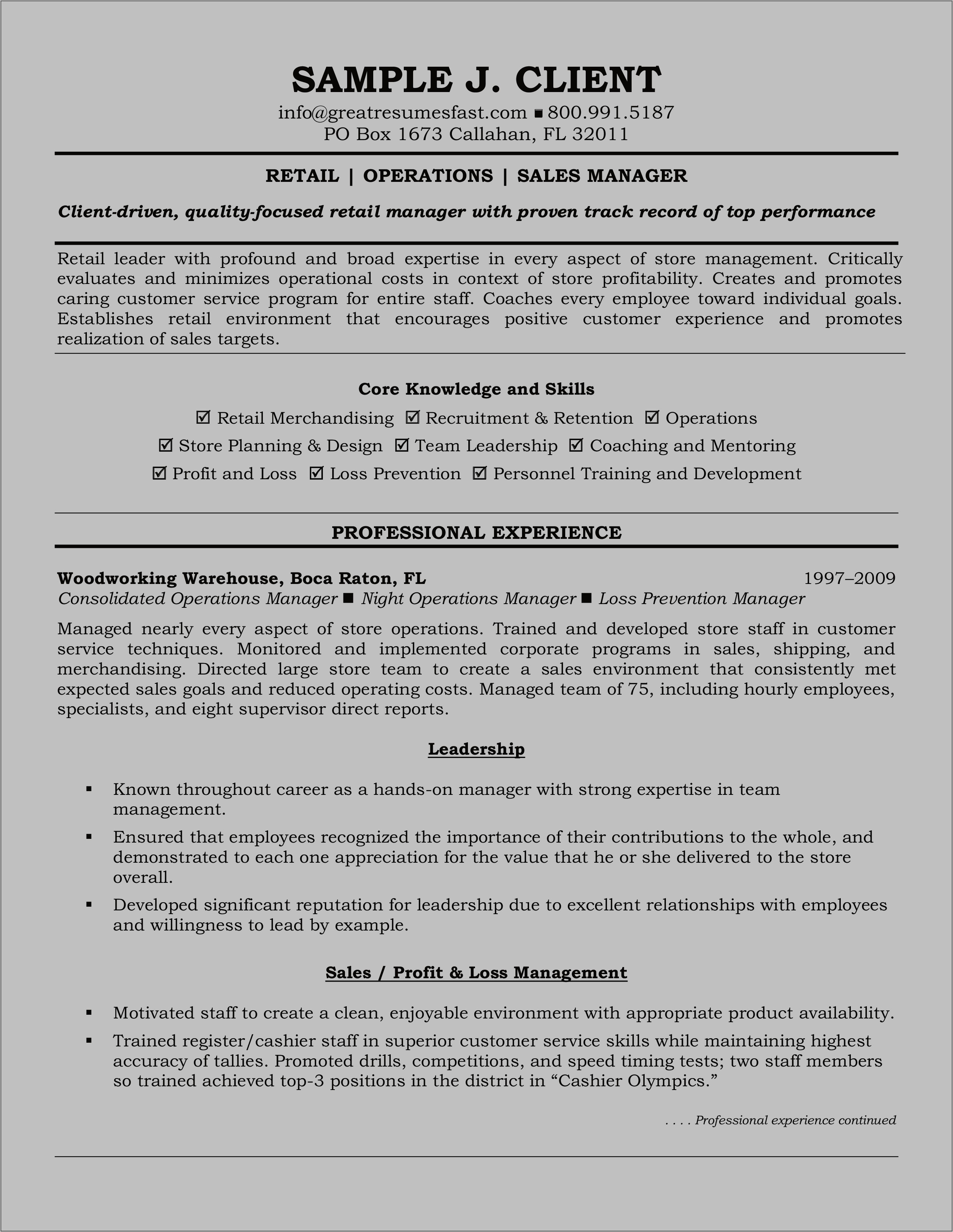 It Operations Manager Resume Download
