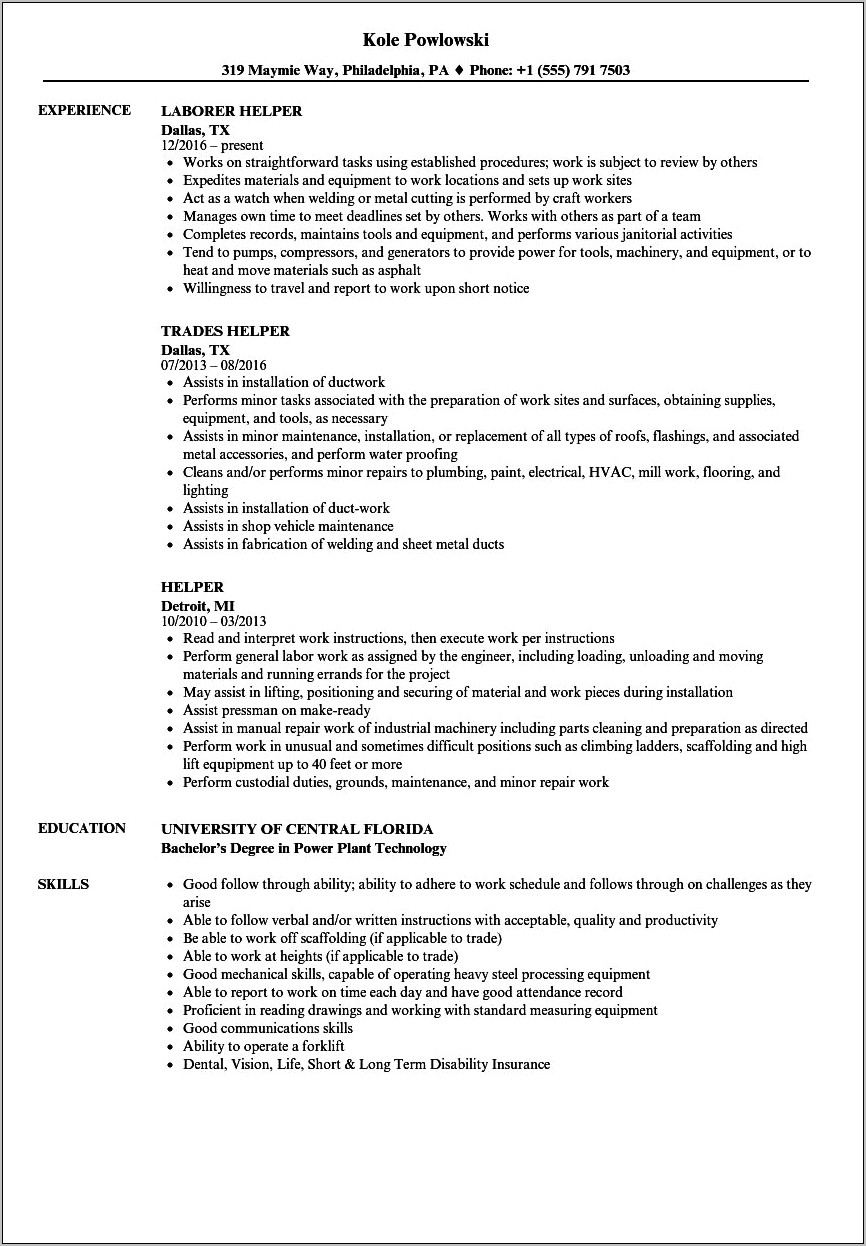 Job Description On Resume Ehow