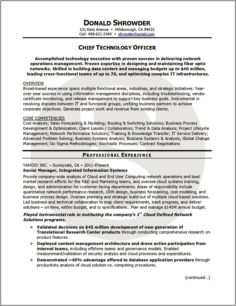 Lean Six Sigma Resume Examples