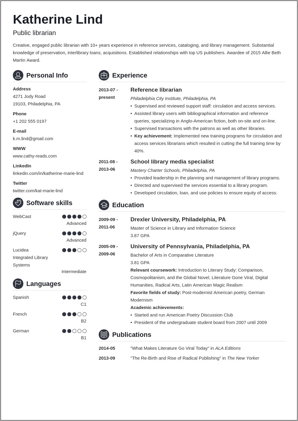 Library Media Specialist Resume Objective