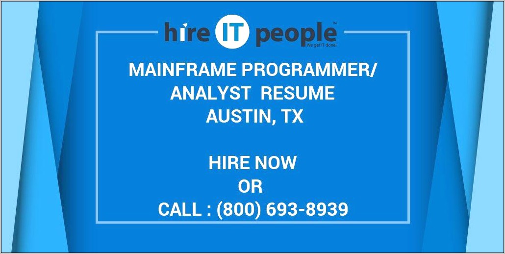 Mainframe Programmer Analyst Resume Sample