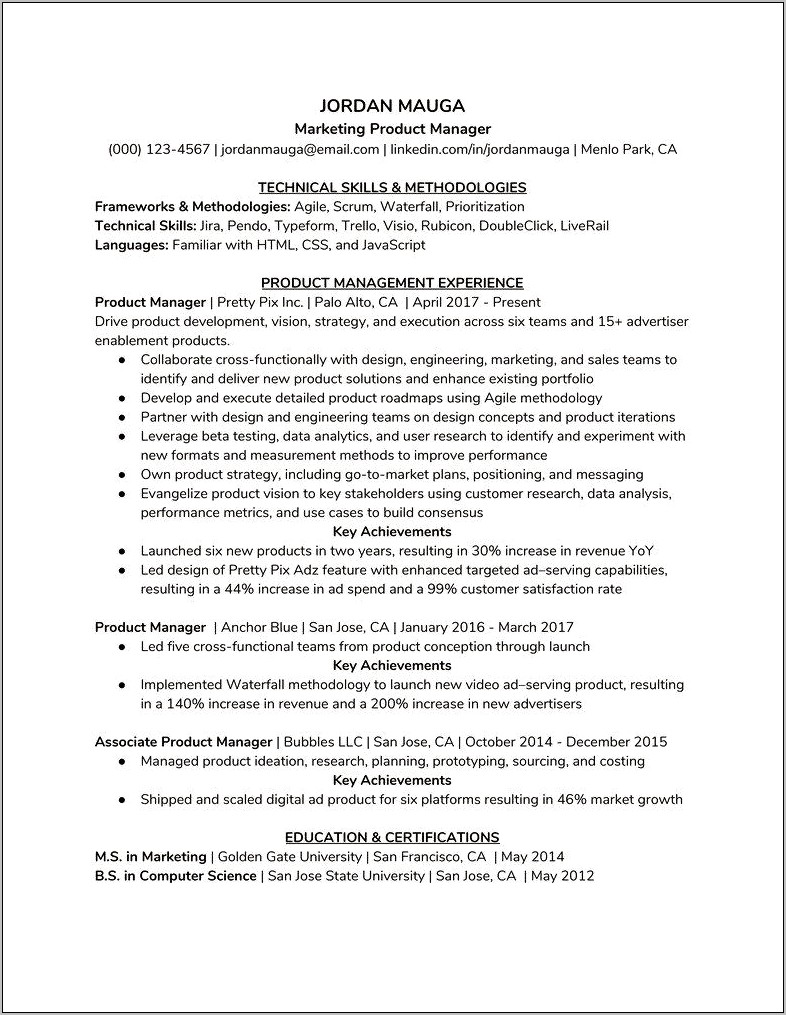 Medical Device Project Management Resume