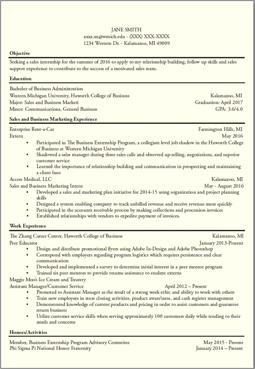 Michigan Alumni Professional Resume Example