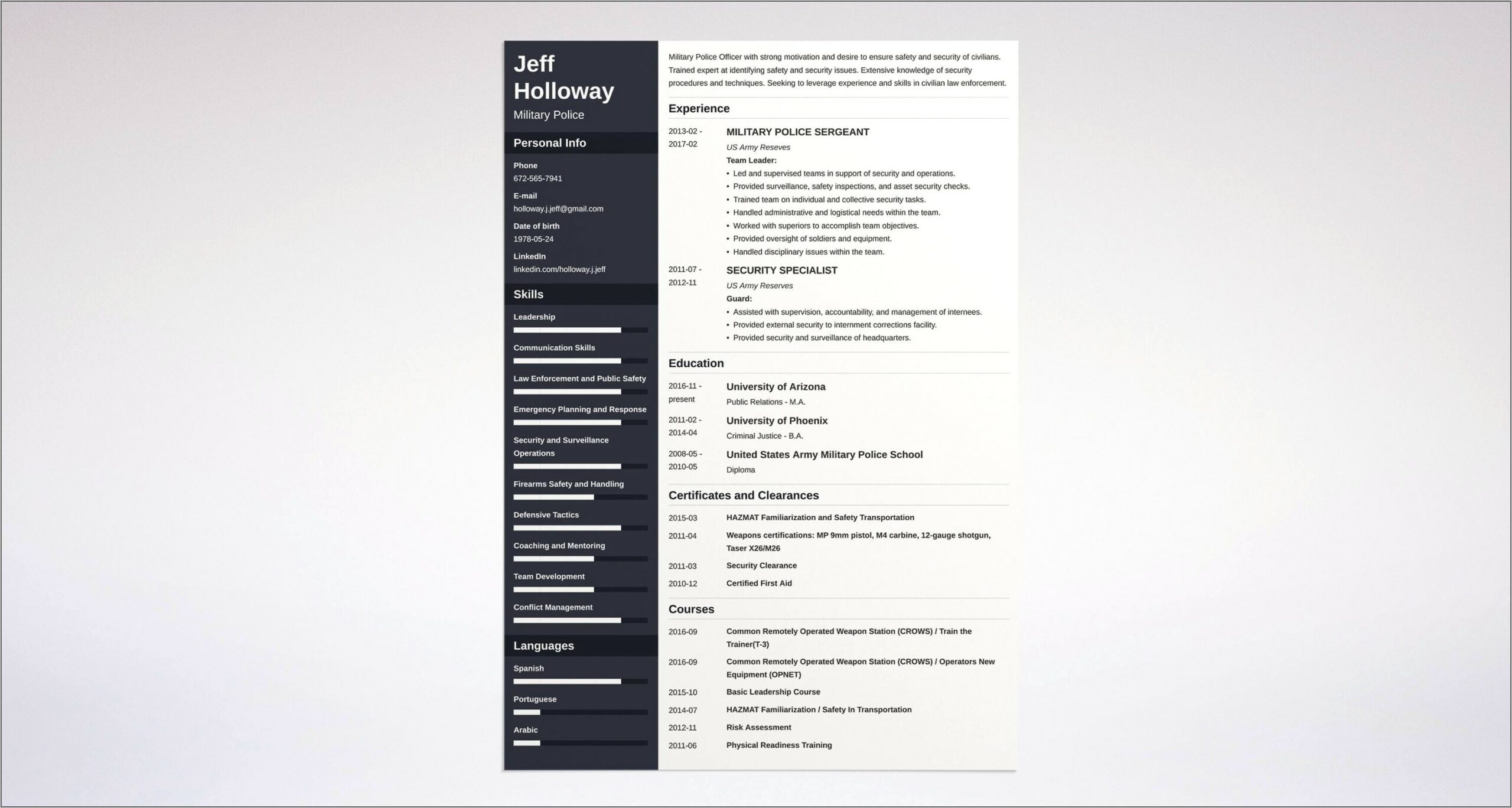 Military Resume Examples And Samples