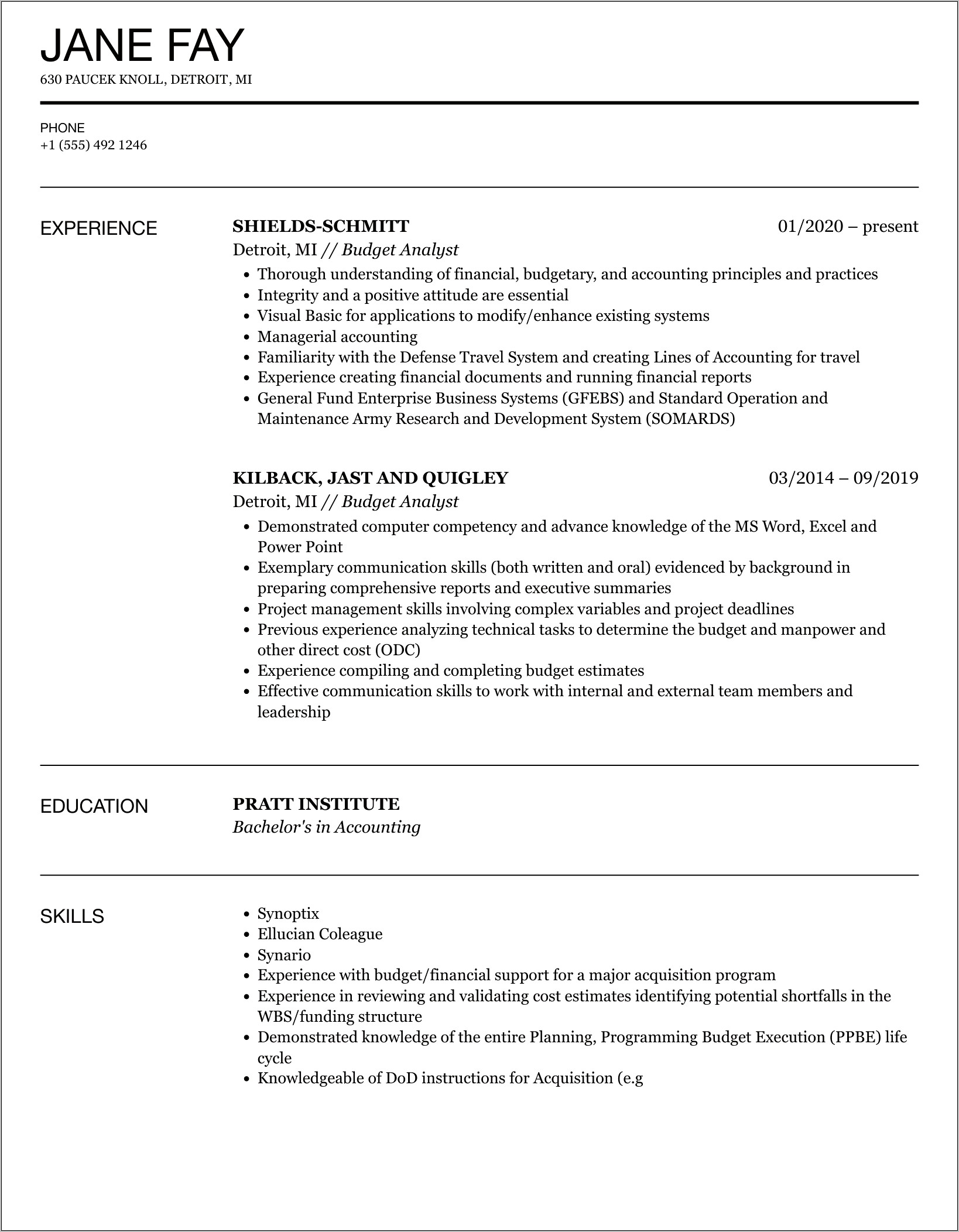 Narrative Resume For Federal Job