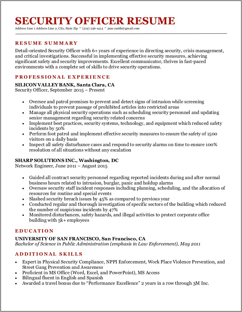 Network Security Manager Sample Resume