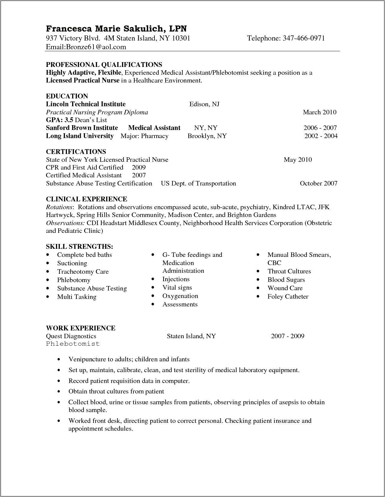 New Grad Lvn Resume Objective