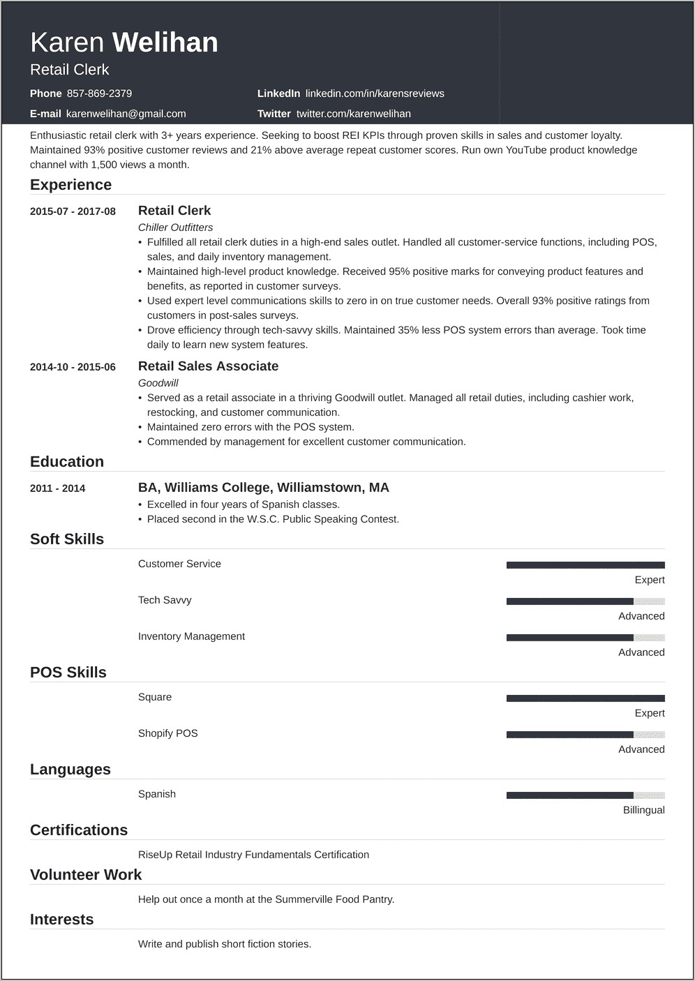 No Experience Retail Resume Examples