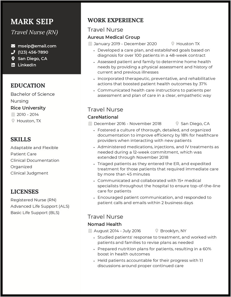 Nursing Resume Skills And Qualifications
