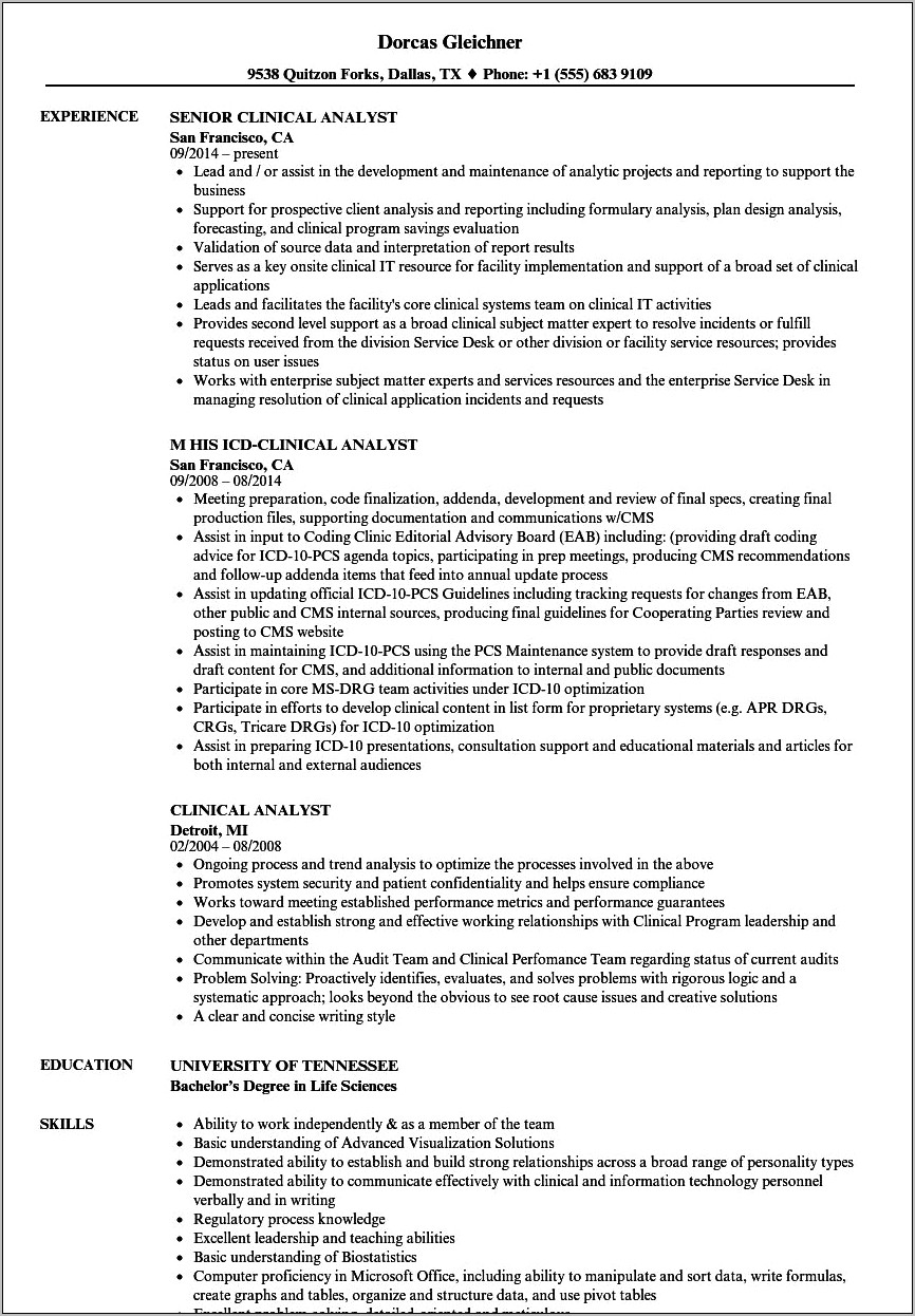 Objective For Epic Analyst Resume