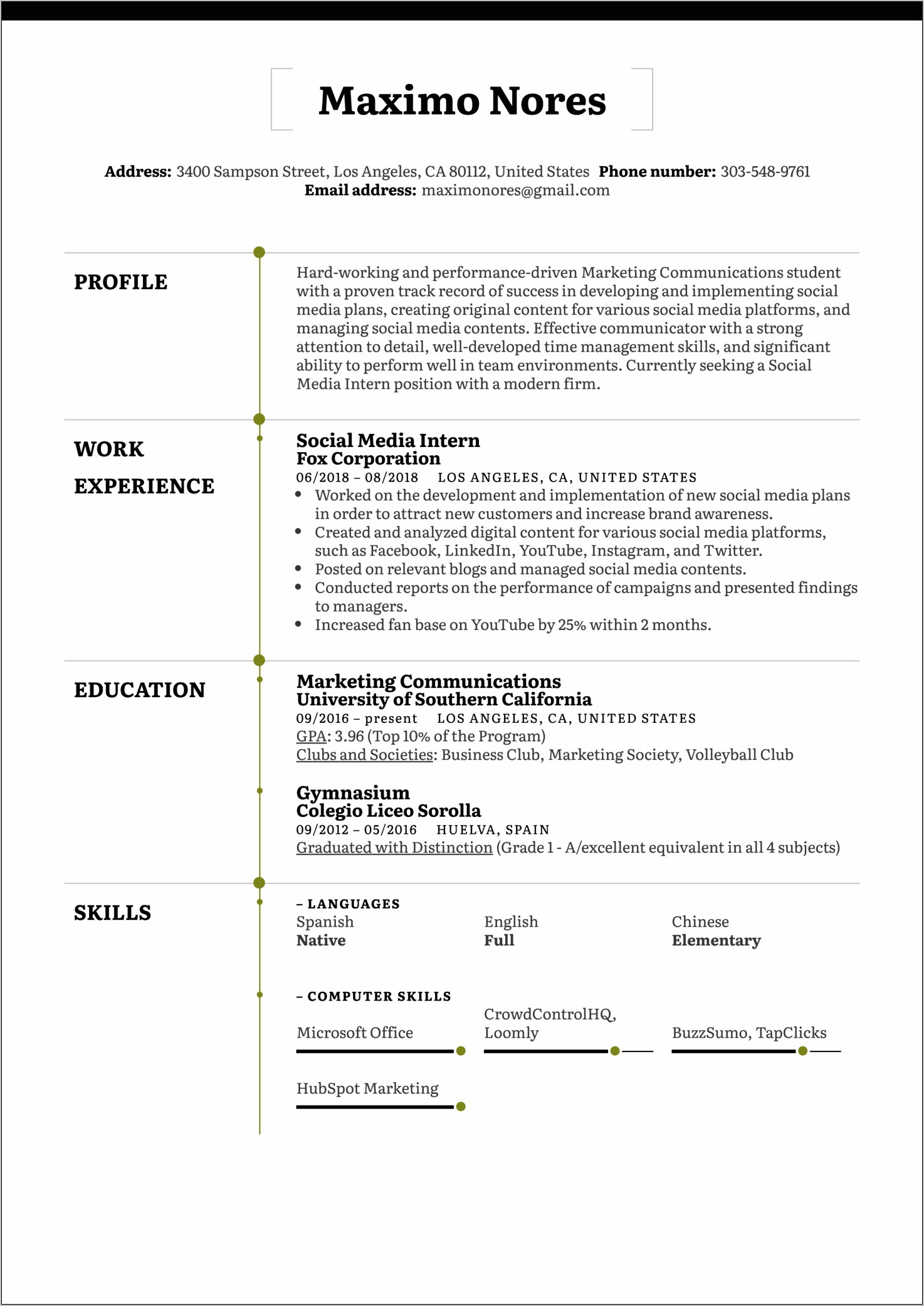 Objective For Marketing Student Resume