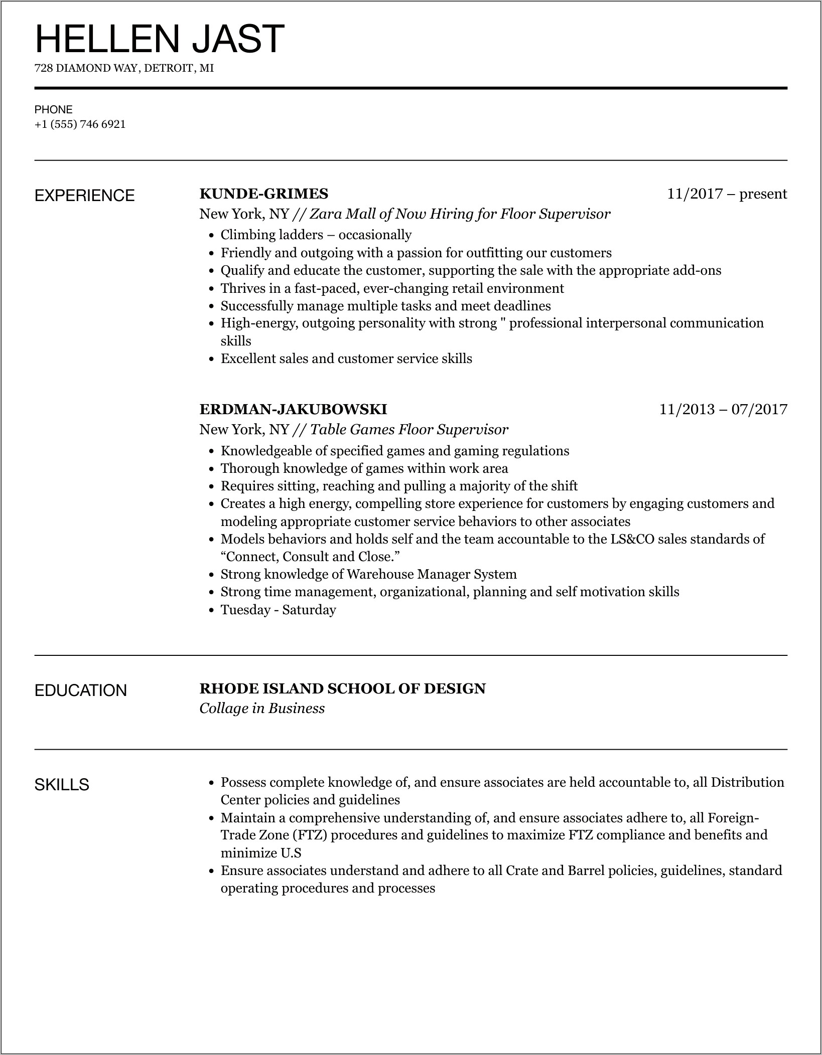 Objective For Resume Floor Associate