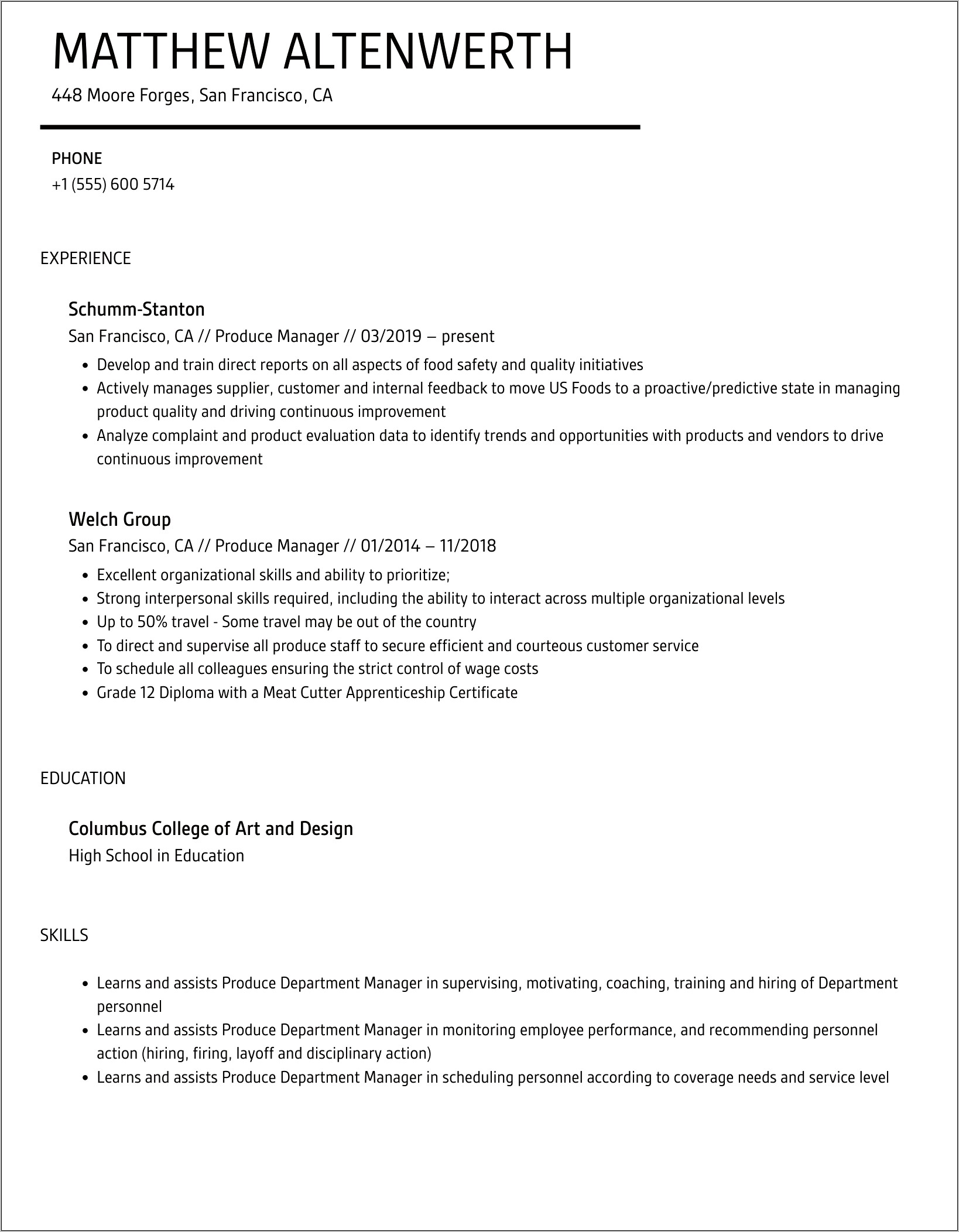Objective For Resume Produce Manager