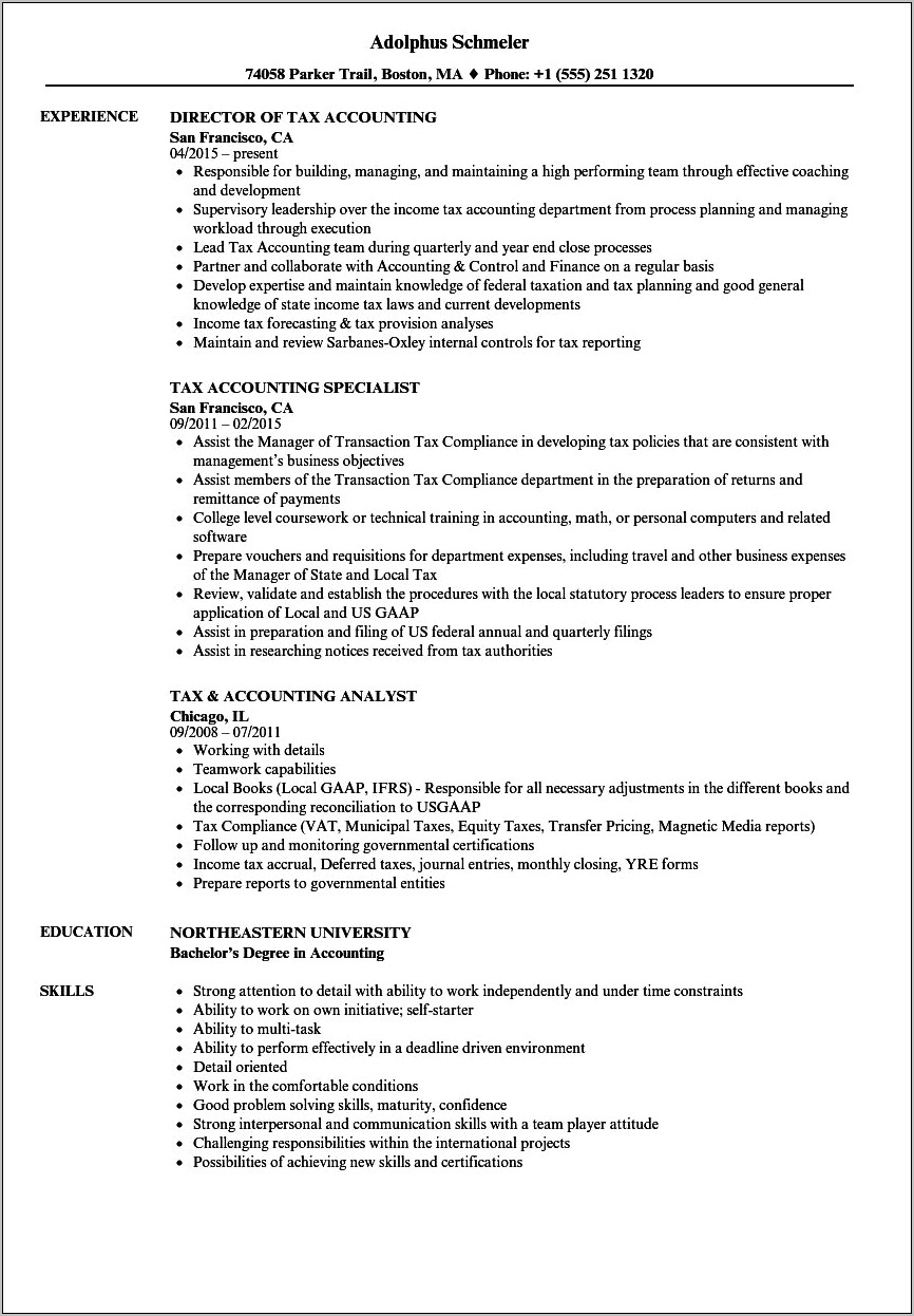 Objective For Tax Accounting Resume