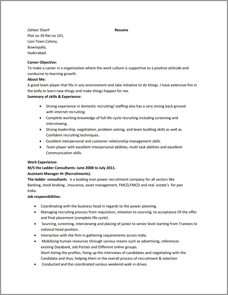 Objective Of Domestic Assistance Resume