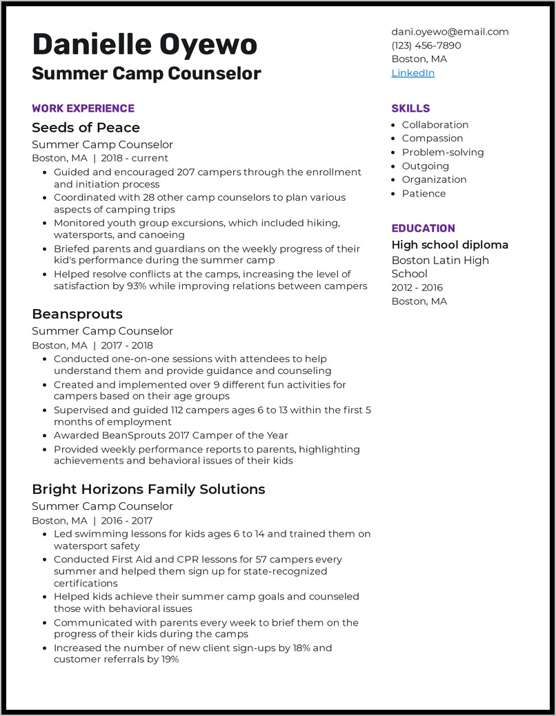 Objective Portion For Counseling Resume