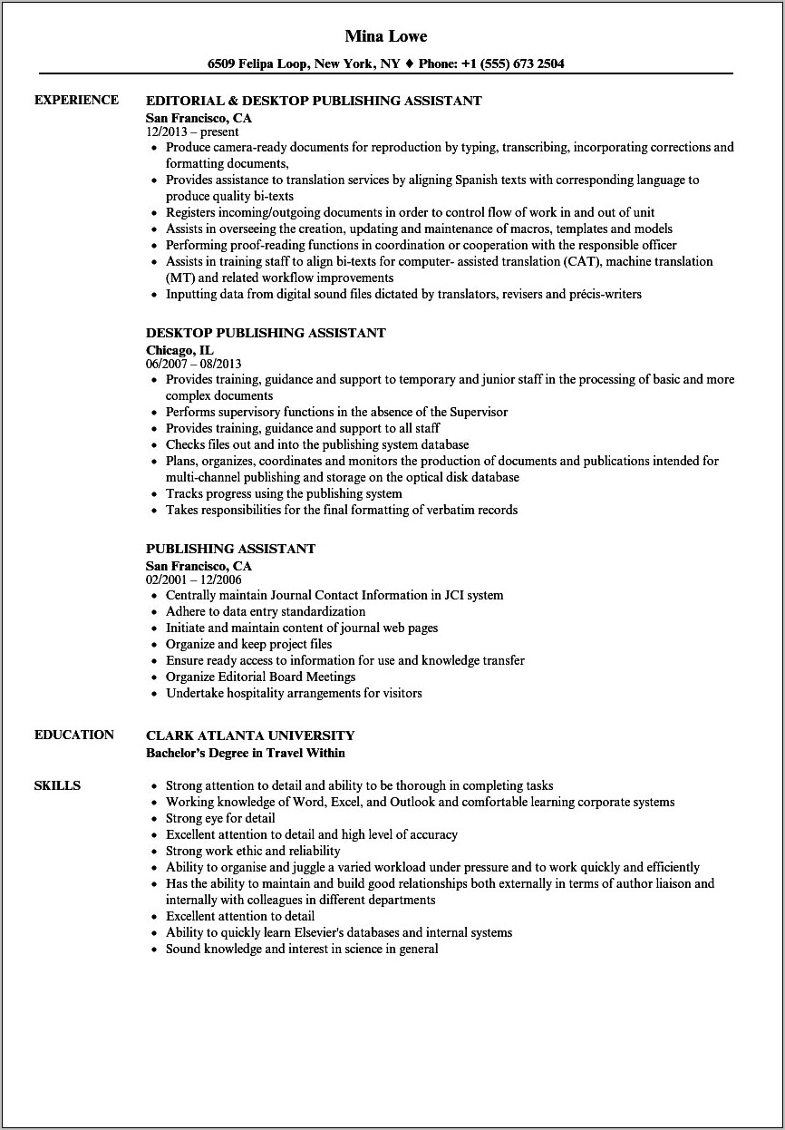 Office Production Assistant Resume Example