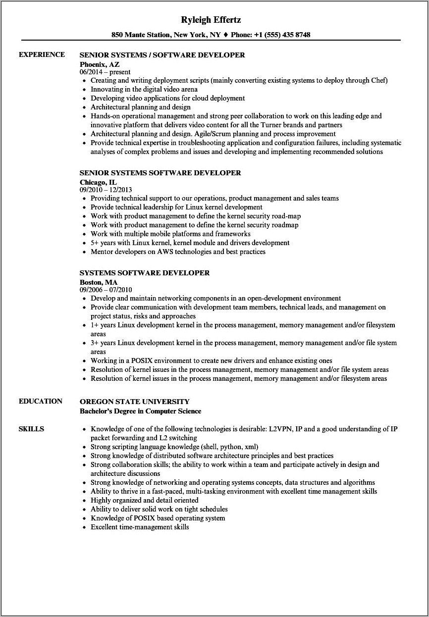 Operating Systems Skills On Resume