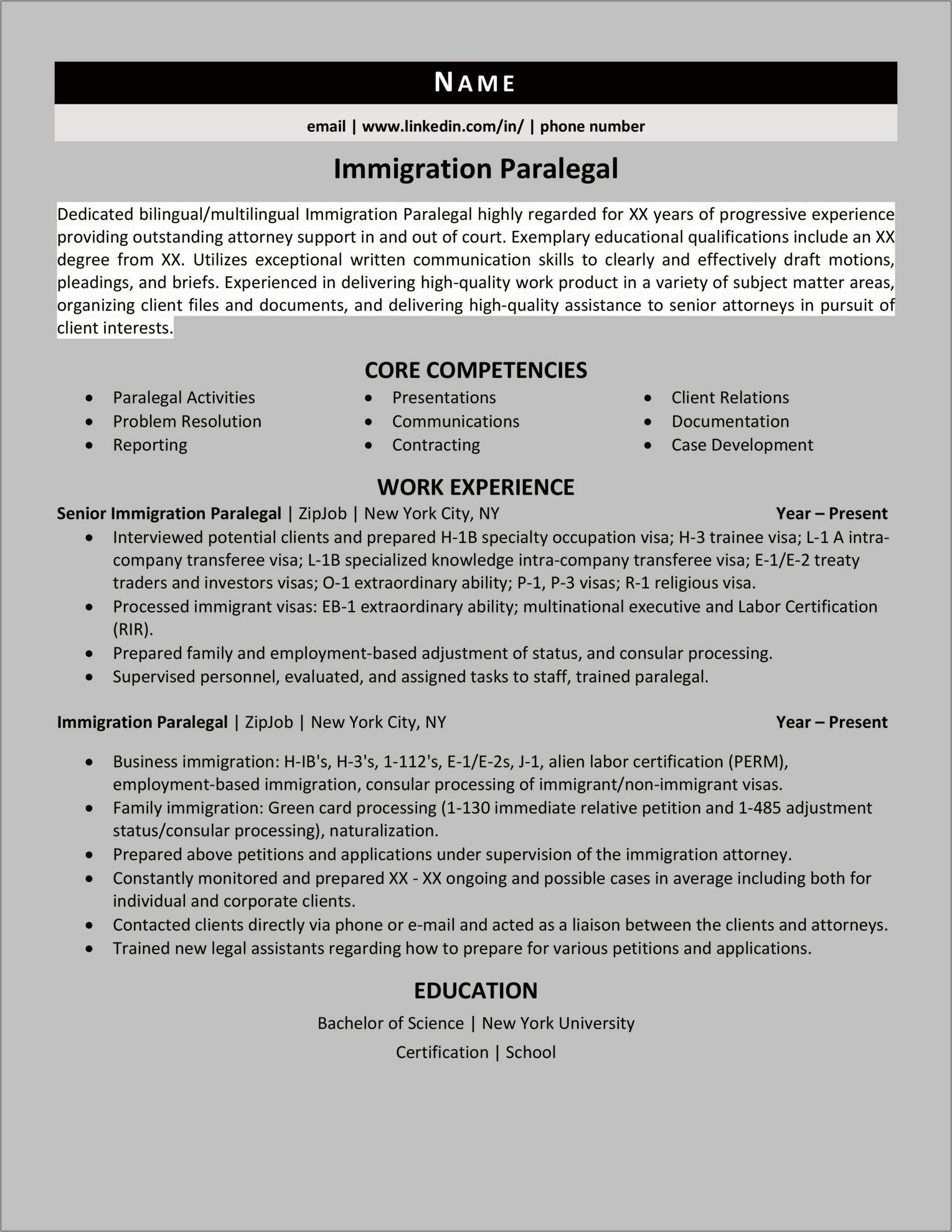 Paralegal Job Descriptions For Resume