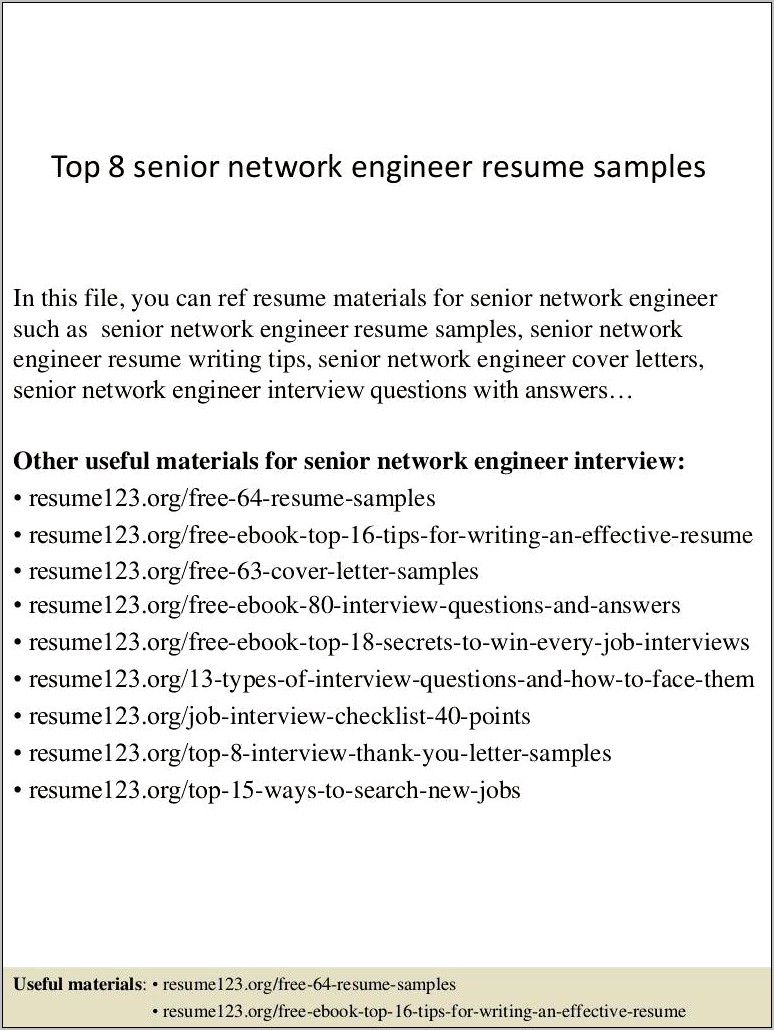 Principal Network Engineer Resume Sample