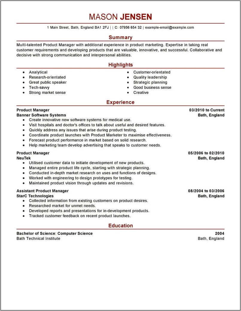Product Manager Resume Key Achievements