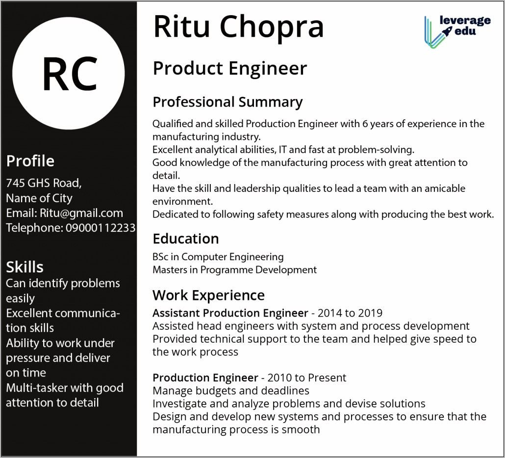 Product Support Engineer Resume Sample