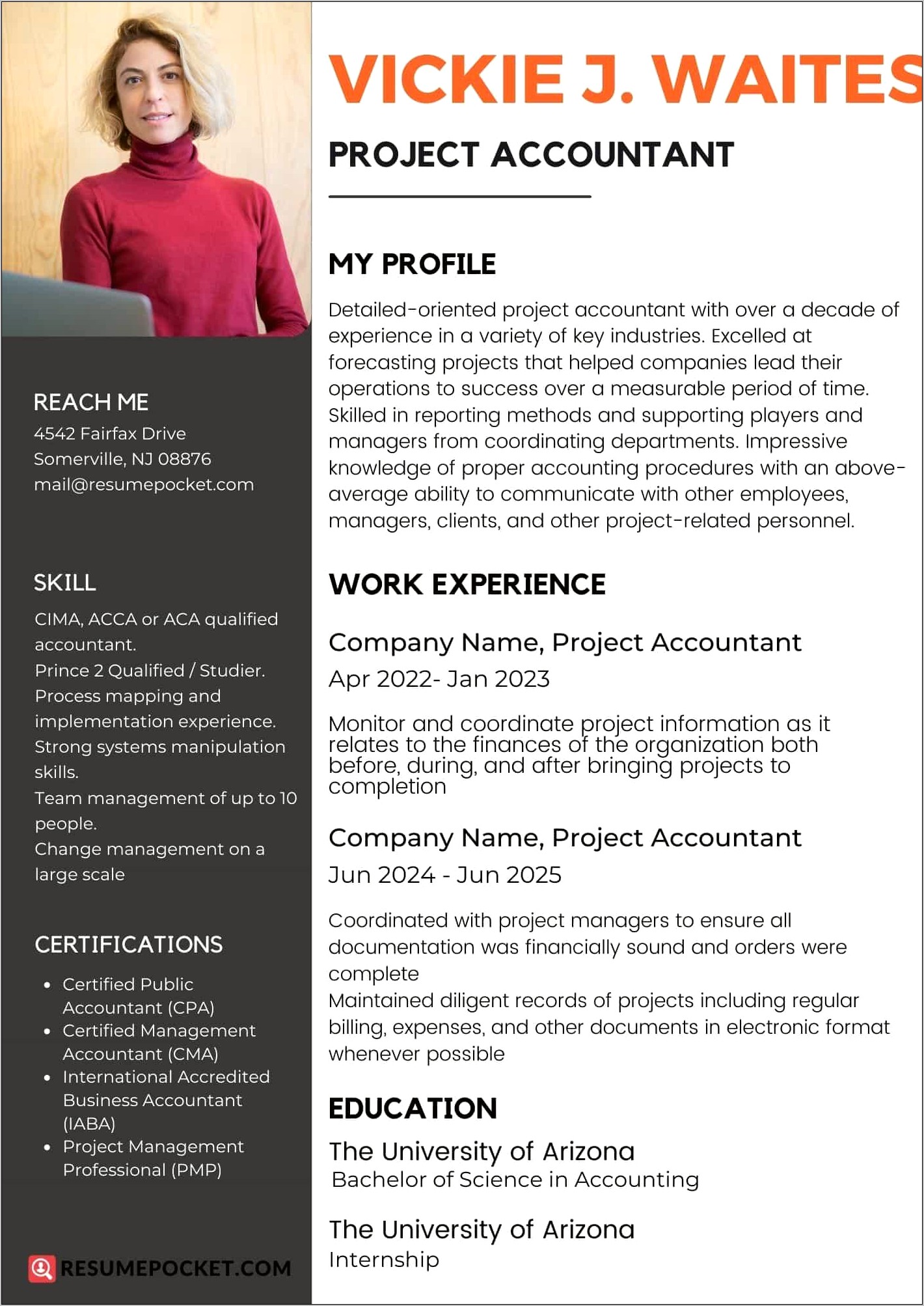 Project Accountant Sample Resume Objective