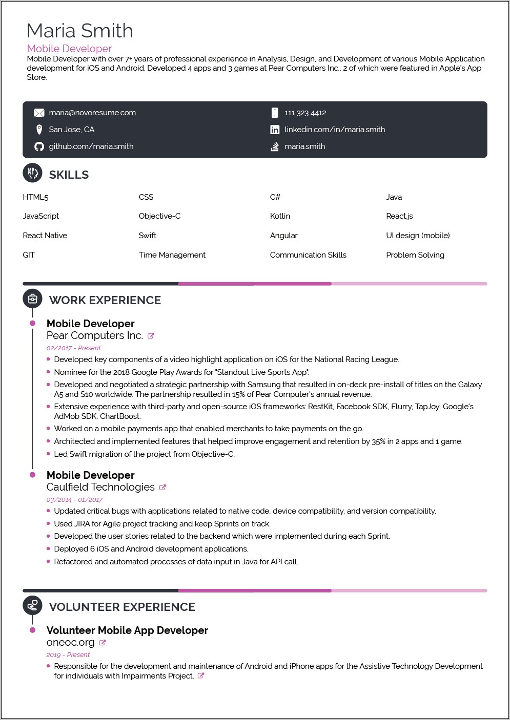Project Based Resume Template Free