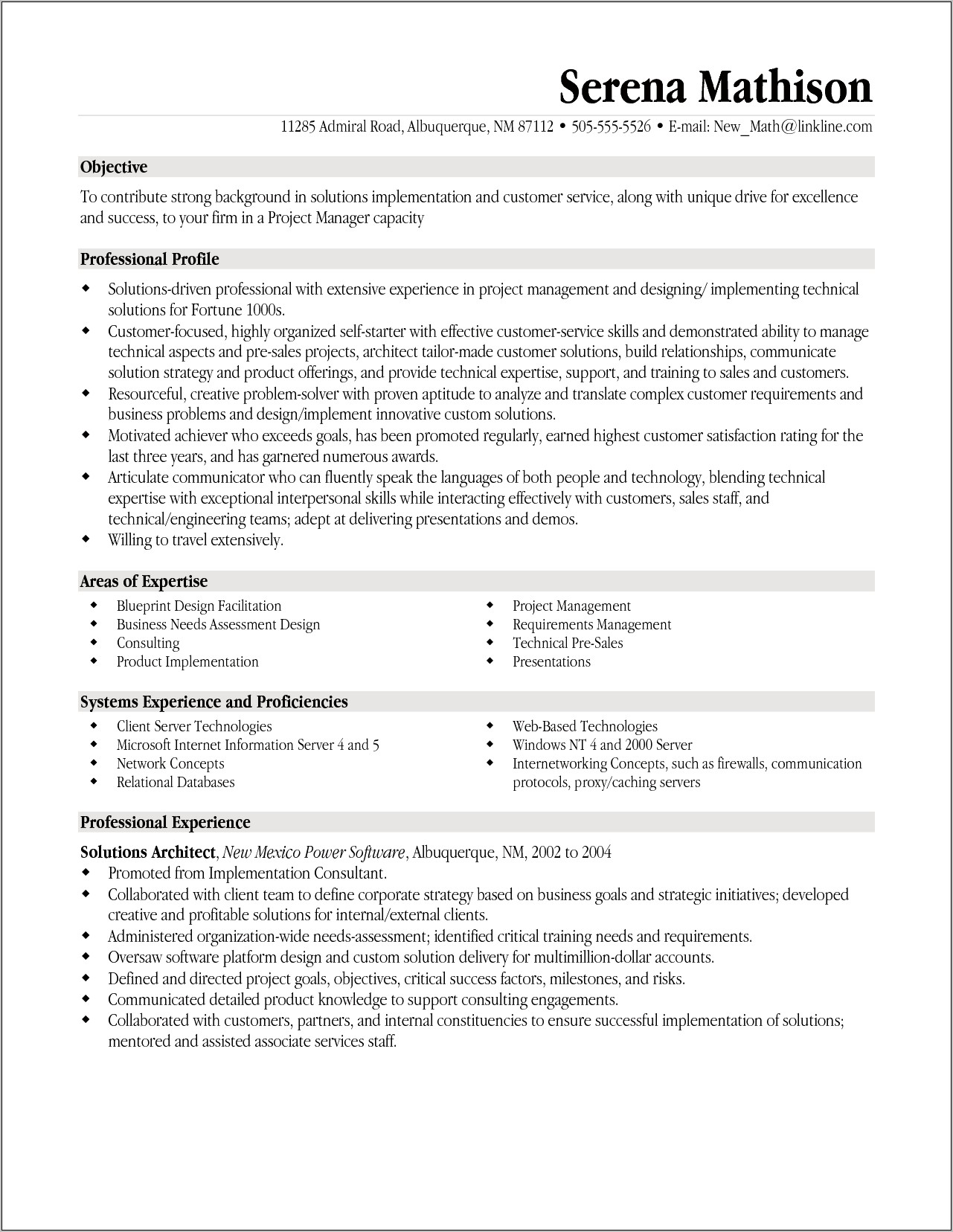 Project Manager Resume Objective Examples