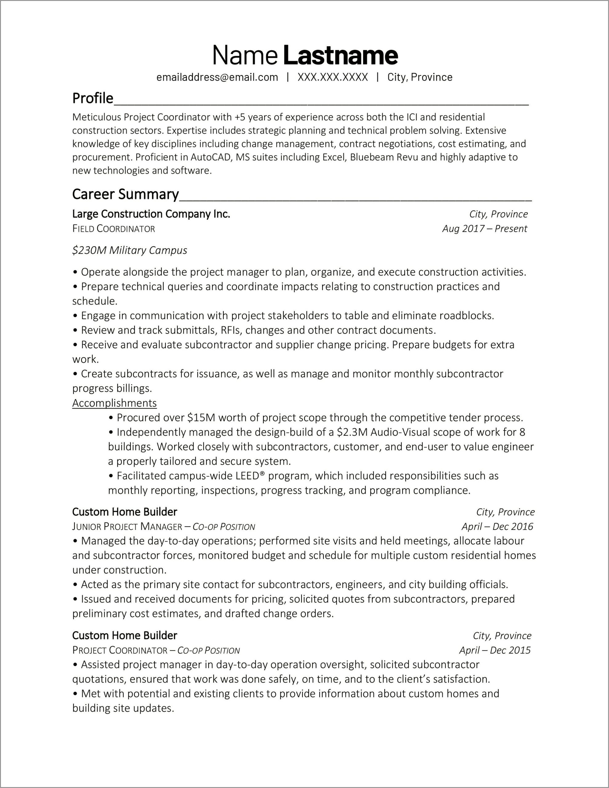 Project Review Coordinator Resume Samples