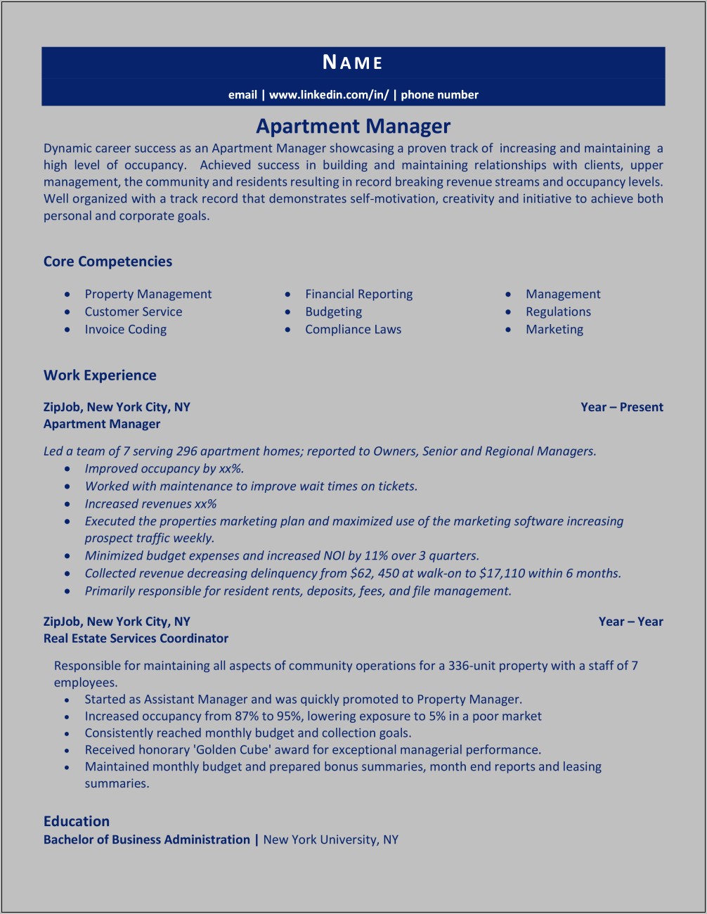 Property Manager Resumes Apartment Occupancy