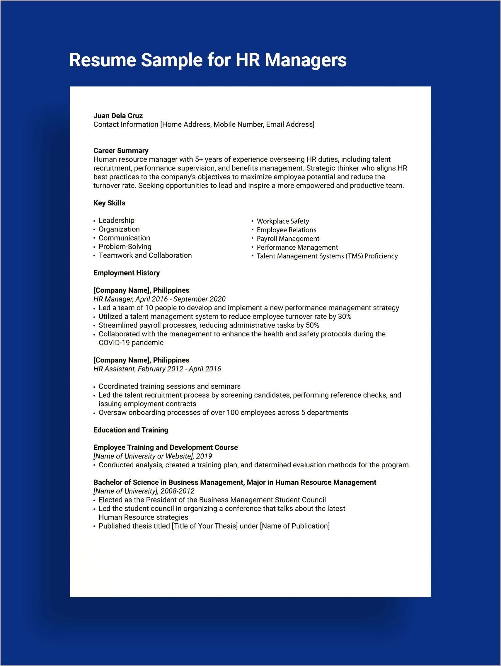 Recruitment Manager Job Description Resume