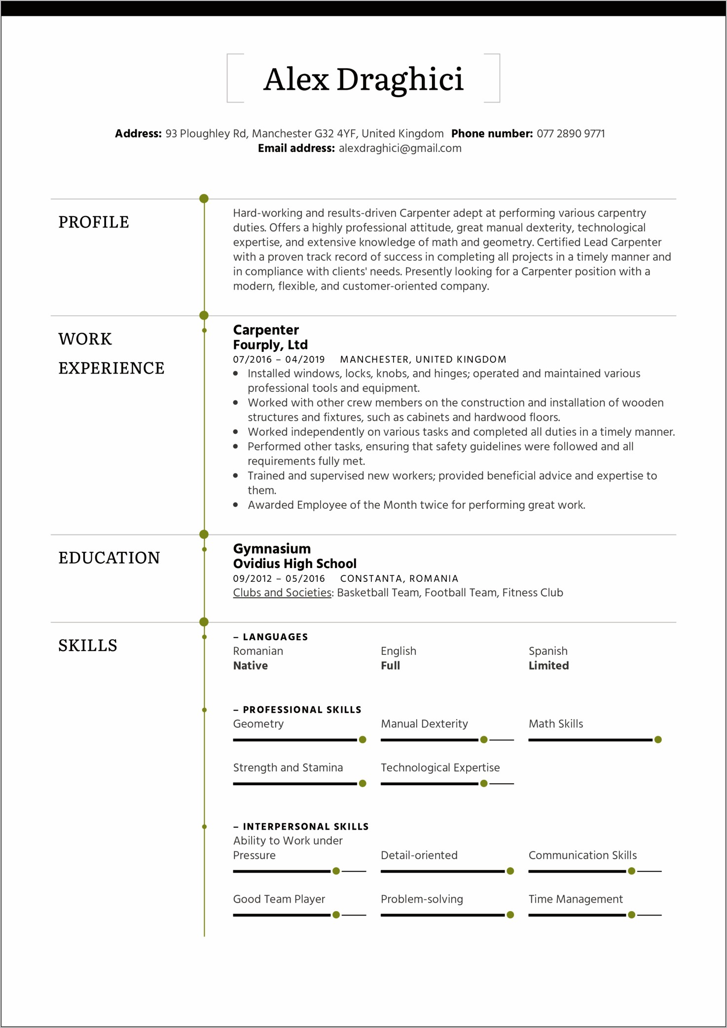 Resume Copy And Paste Example