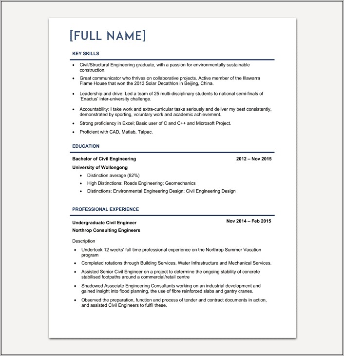 Resume Example For Structural Engineer