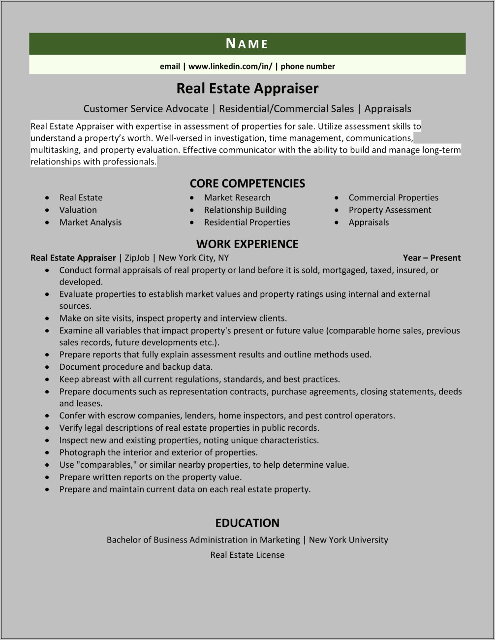 Resume Example Licenses Real Estate