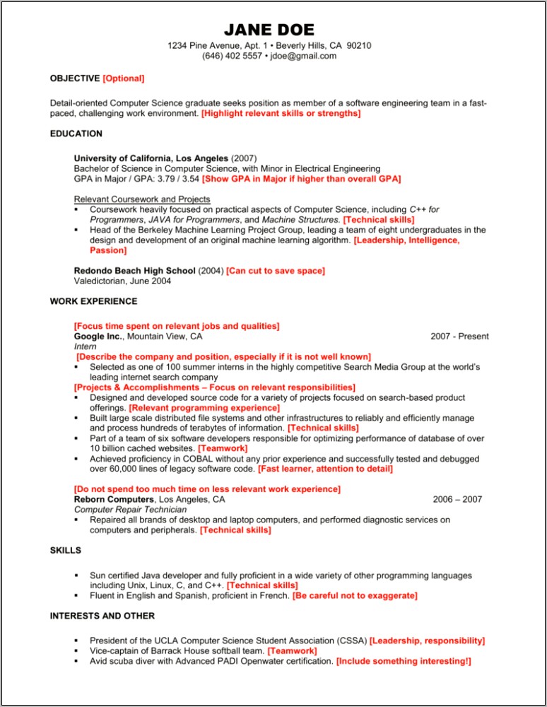 Resume Example With Team Captain