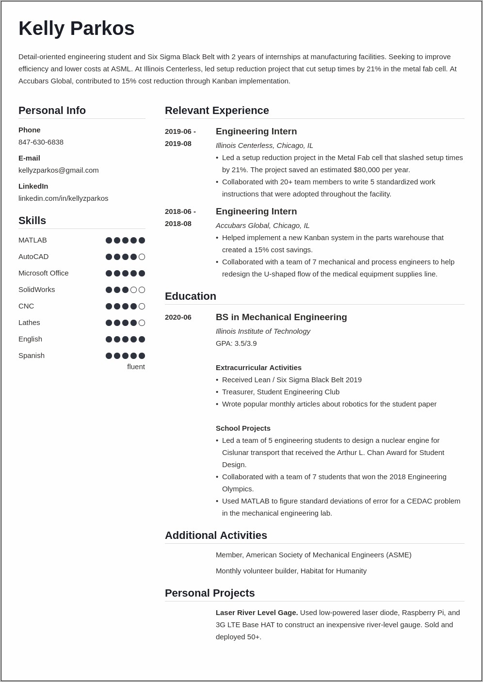 Resume Examples 2019 For Students