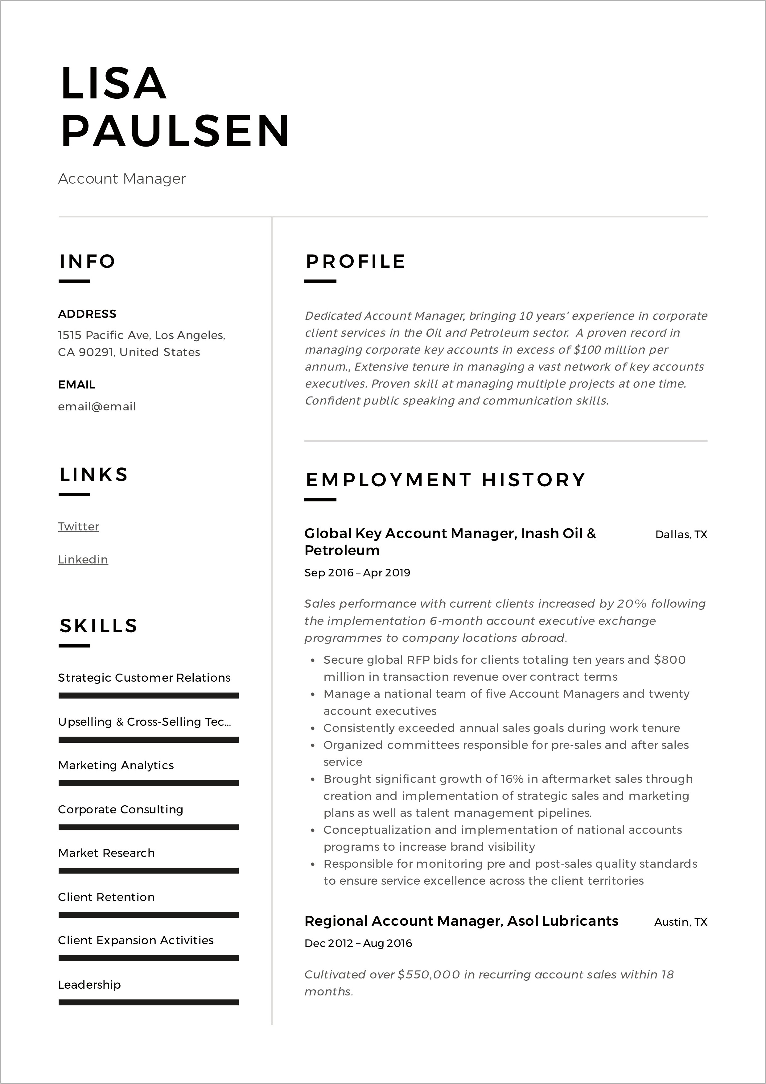 Resume Examples For Mining Manager