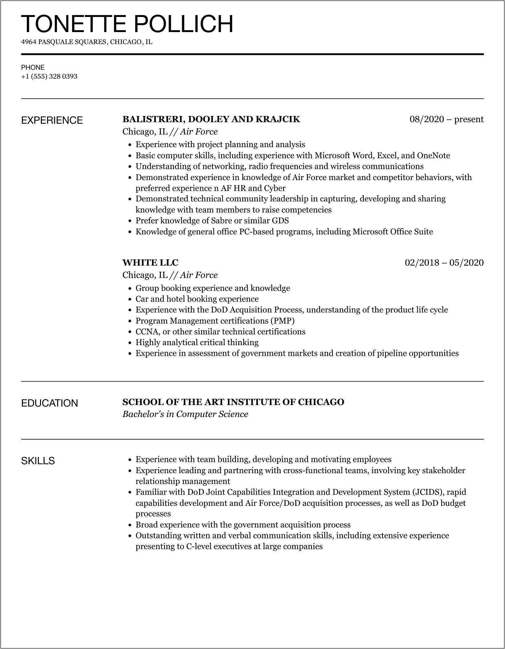 Resume Examples Of Enlisted Service