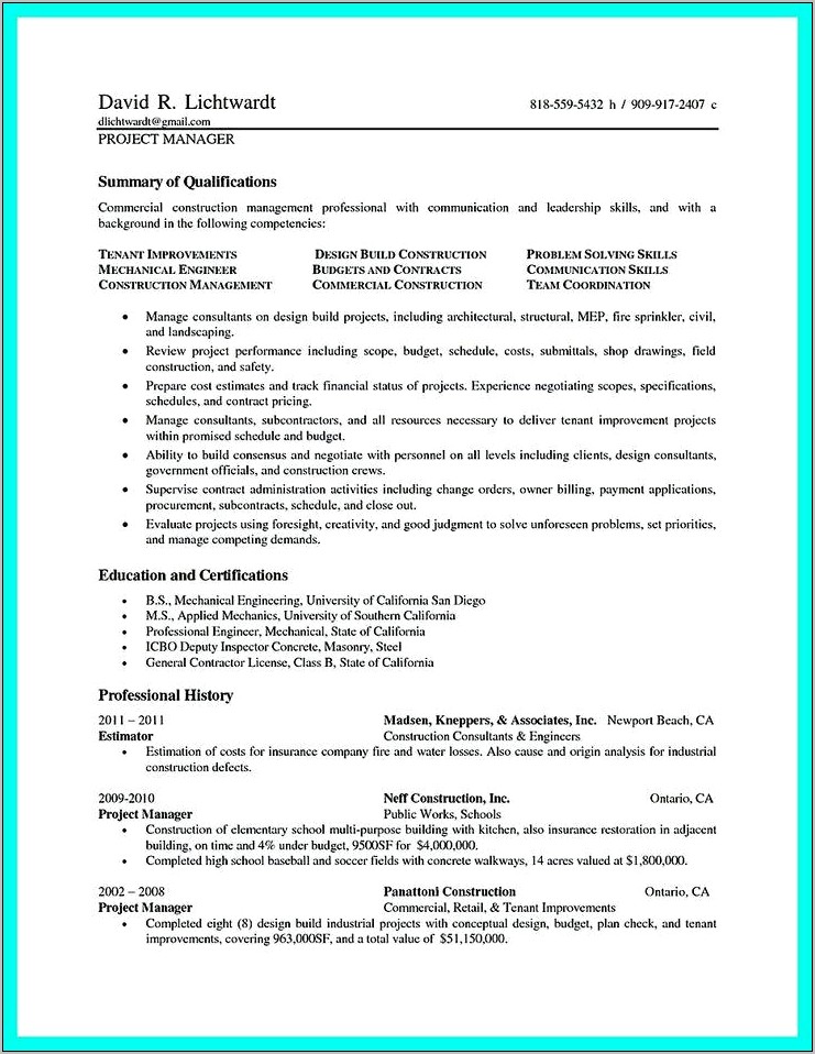 Resume Examples Public Works Director