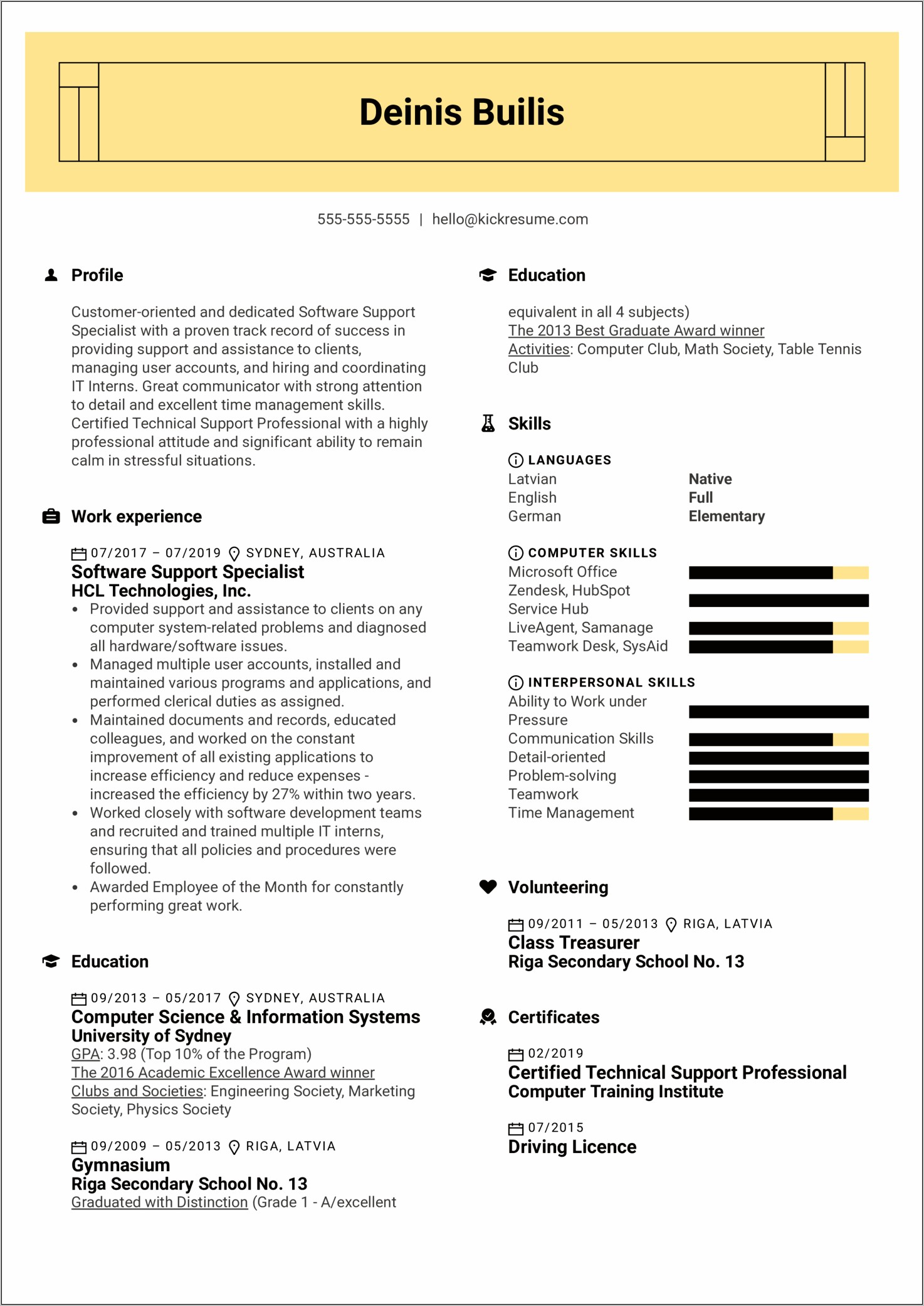 Resume Examples Technical Services Specialist