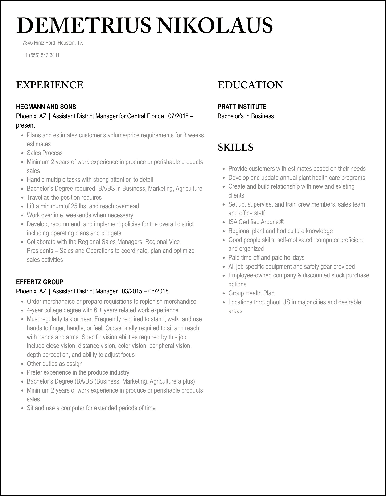 Resume For Assistant County Manager