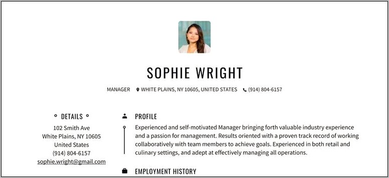 Resume For First Line Manager