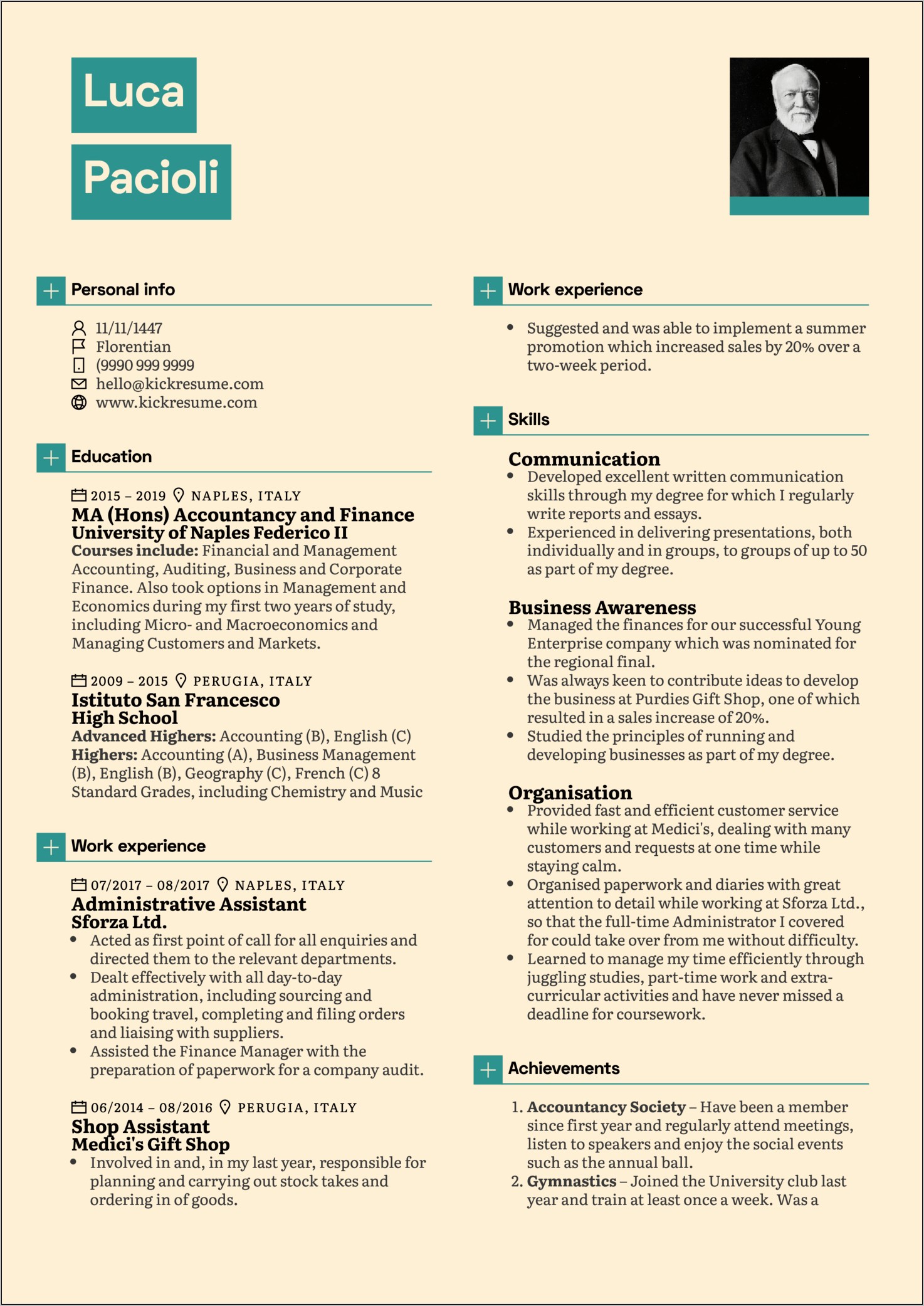 Resume For Management Accounting Graduate
