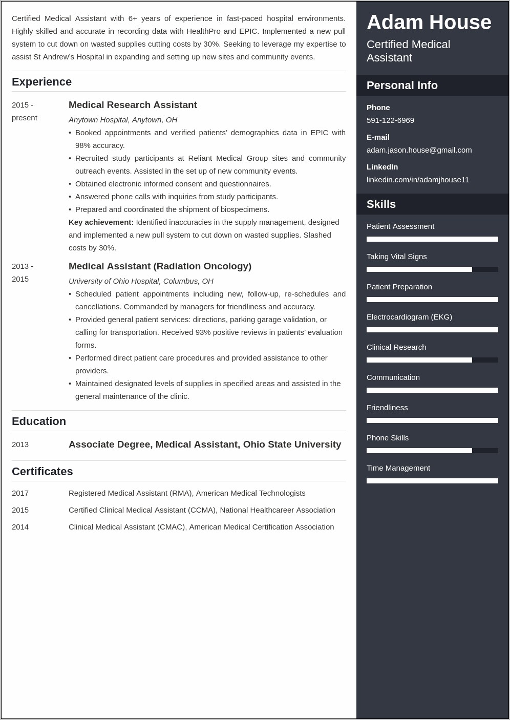 Resume For Medical Assistant Jobs