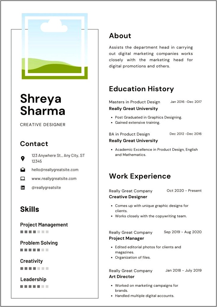 Resume Format For City Jobs