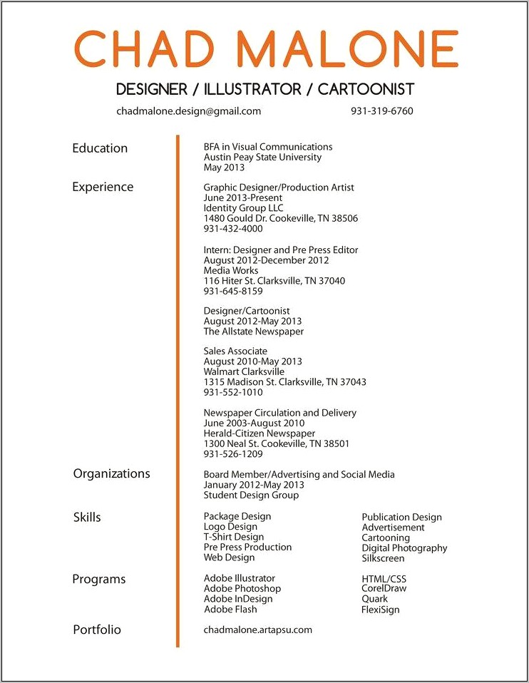 Resume Objective Examples For Illustrator