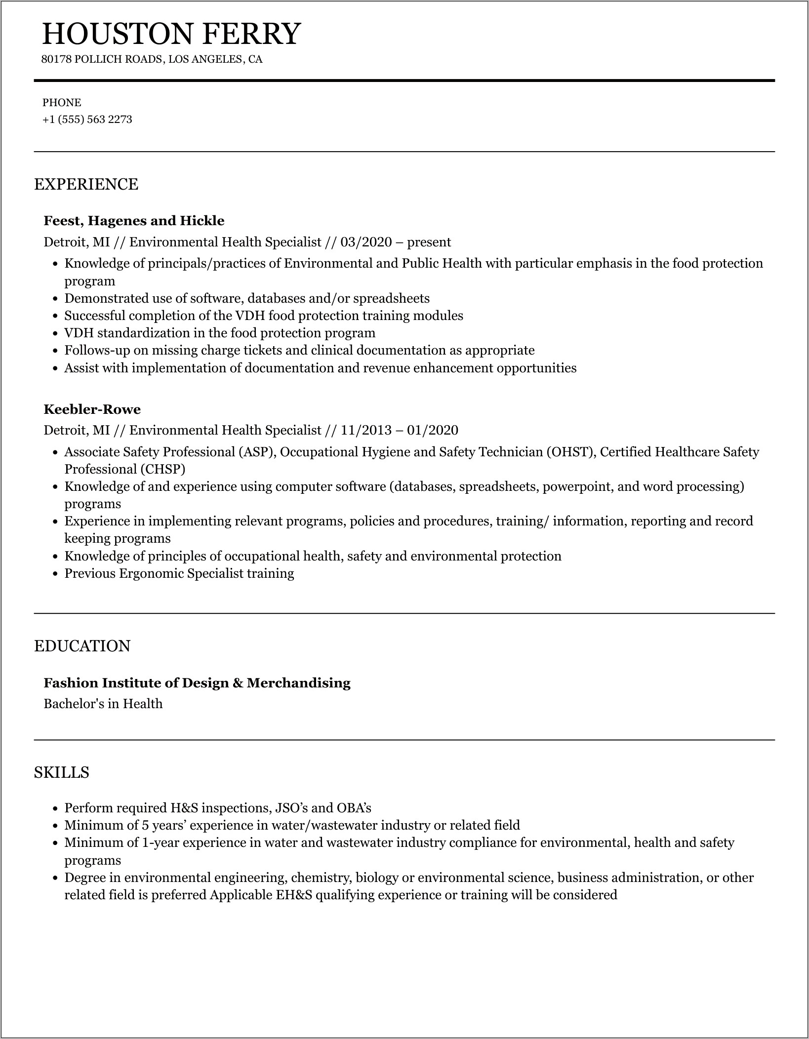 Resume Objective For Cosmetology Inspector